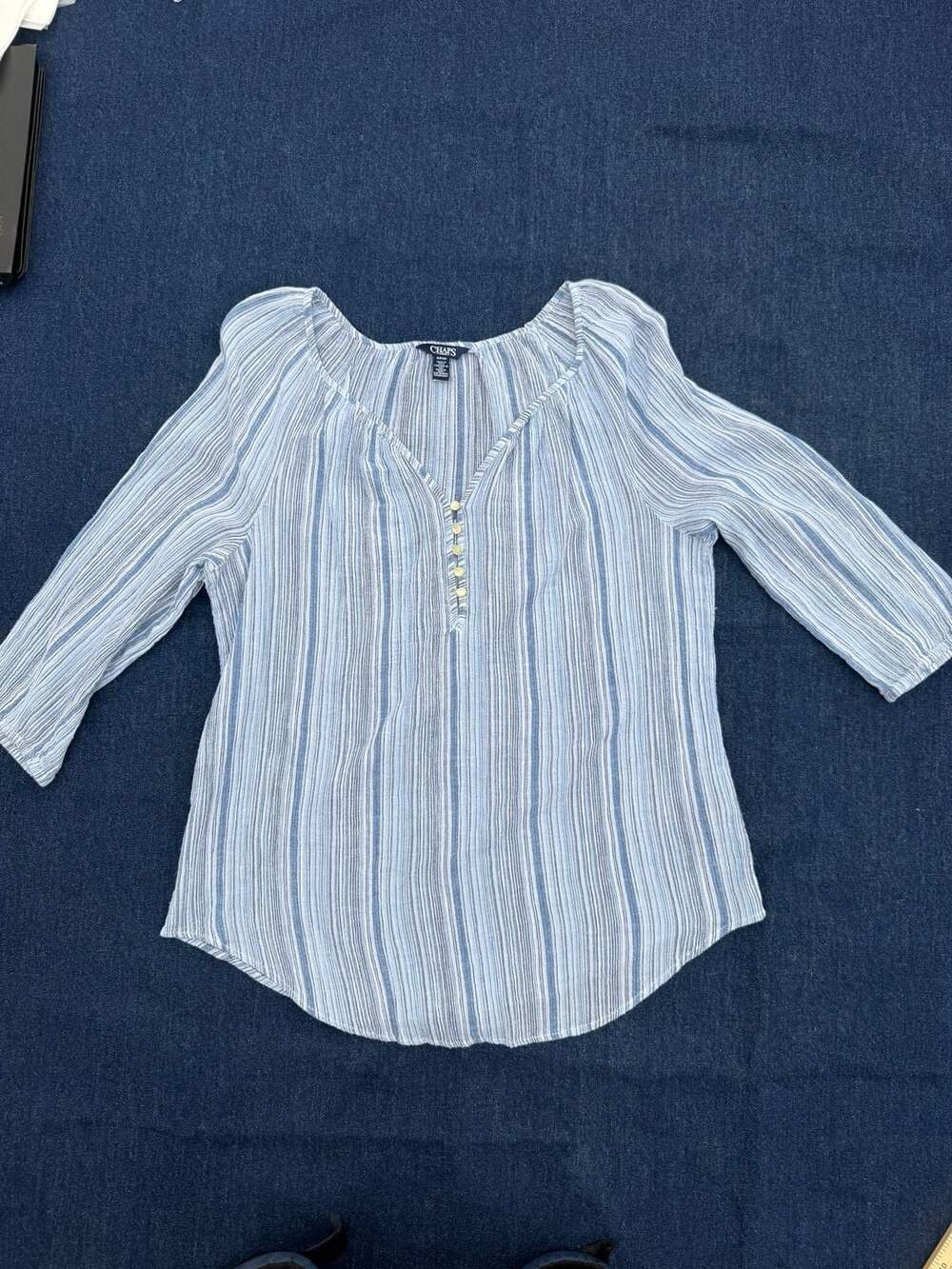Chaps Denim Women's Striped Button-Front Blouse Size S